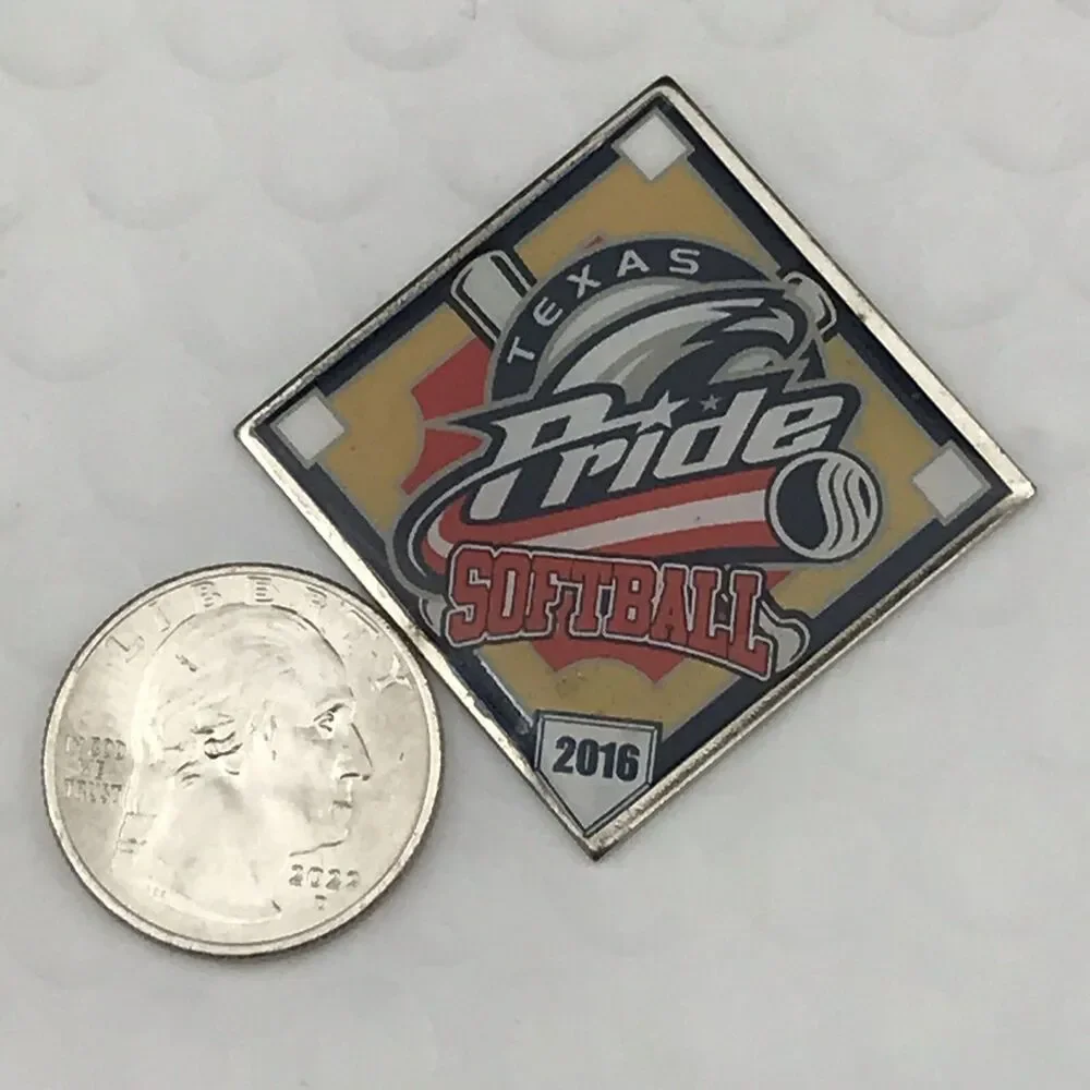 Texas Pride Softball Pin Silver Tone Enamel 2016